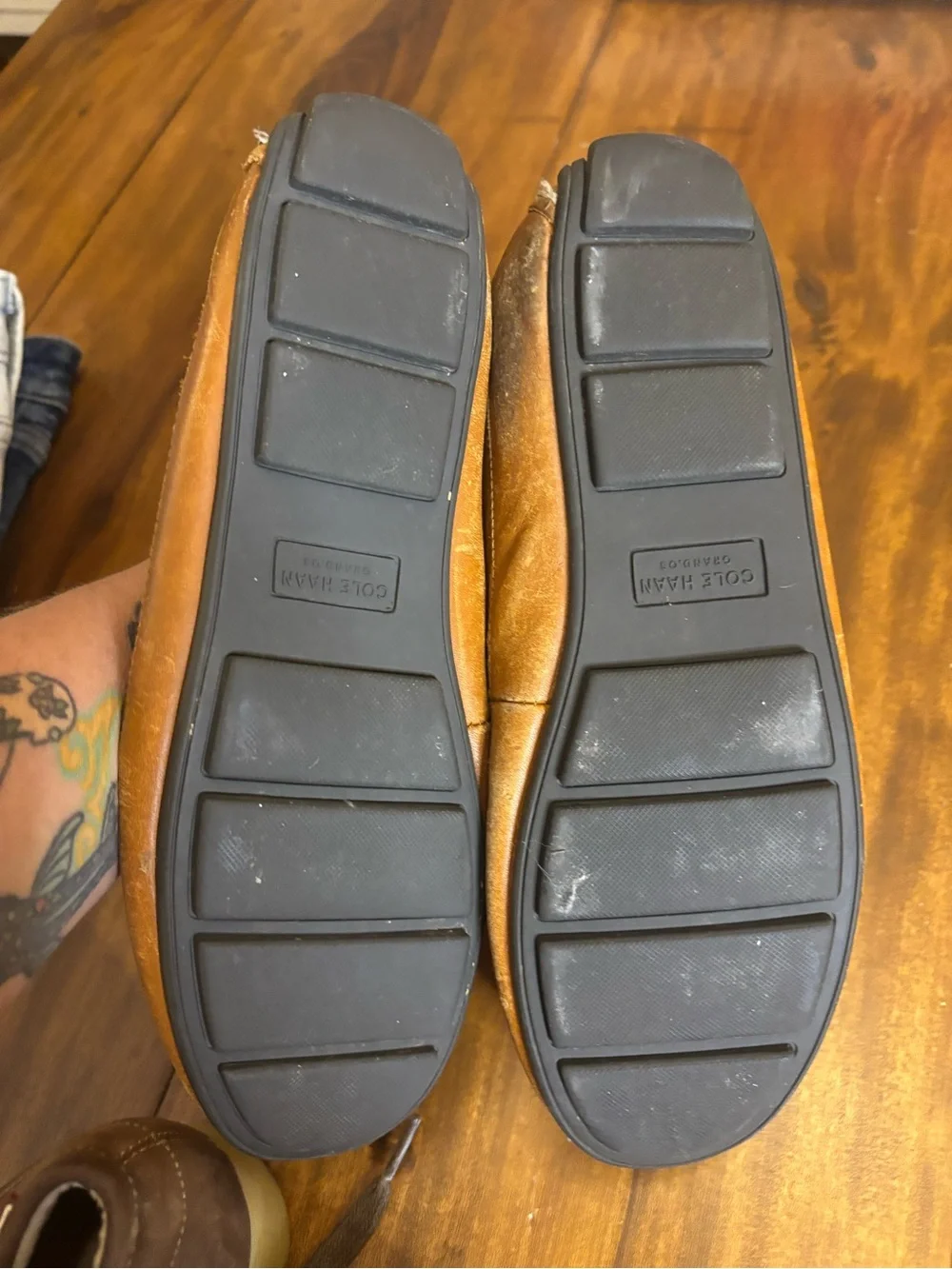 Cole Haan Tan Leather Moc Toe Boat Shoes